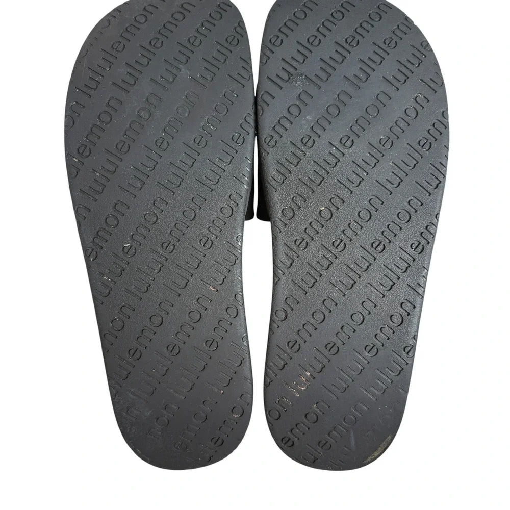 lululemon Restfeel Slide Men Size 12 Black Graphite Comfort Sandals Sporty Beach